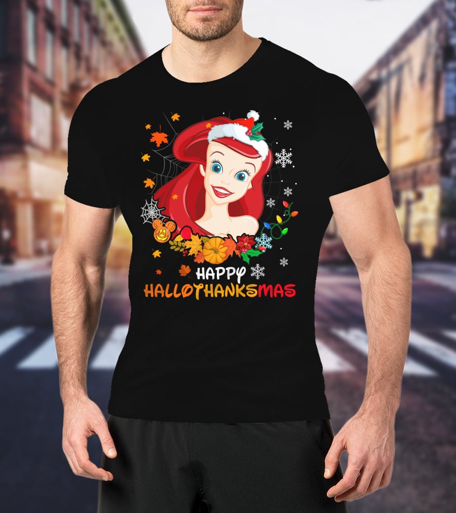 Happy Hallothanksmas Ariel Holiday Mashup T-Shirt