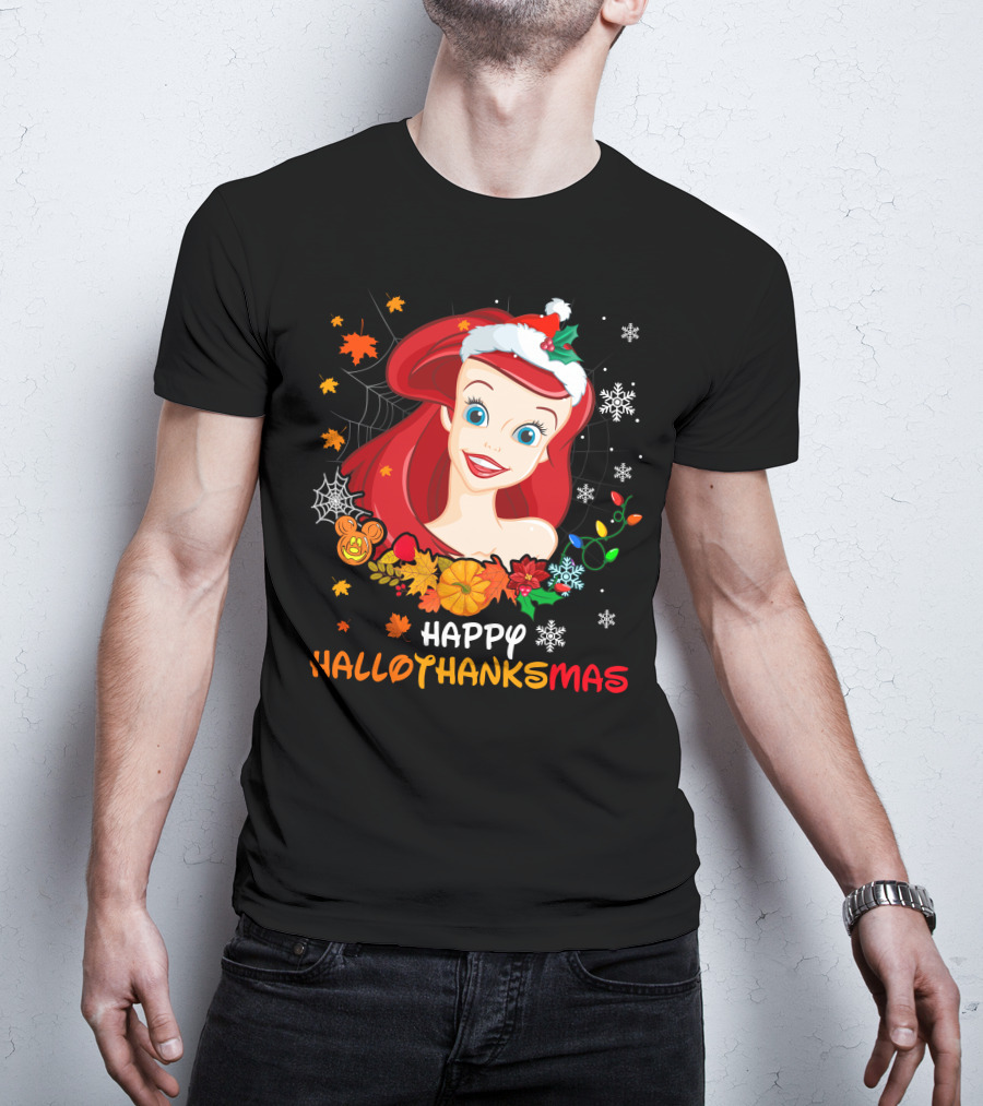Happy Hallothanksmas Ariel Holiday Mashup T-Shirt