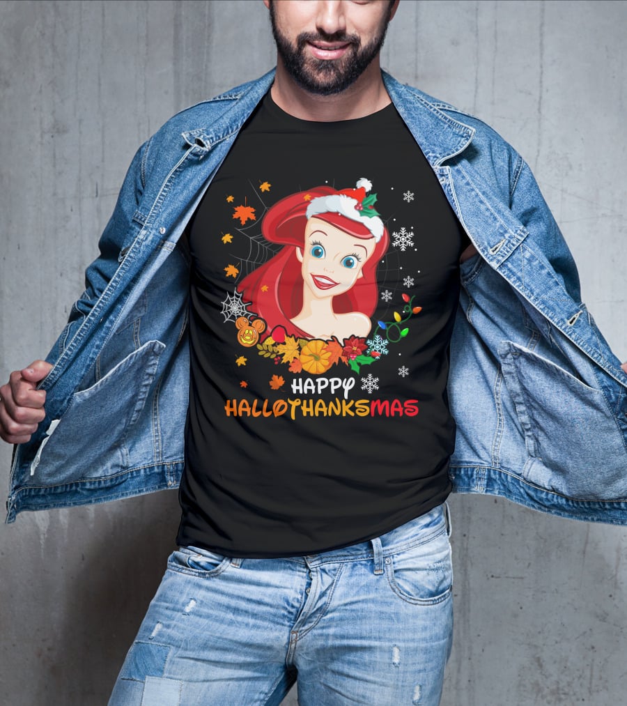 Happy Hallothanksmas Ariel Holiday Mashup T-Shirt
