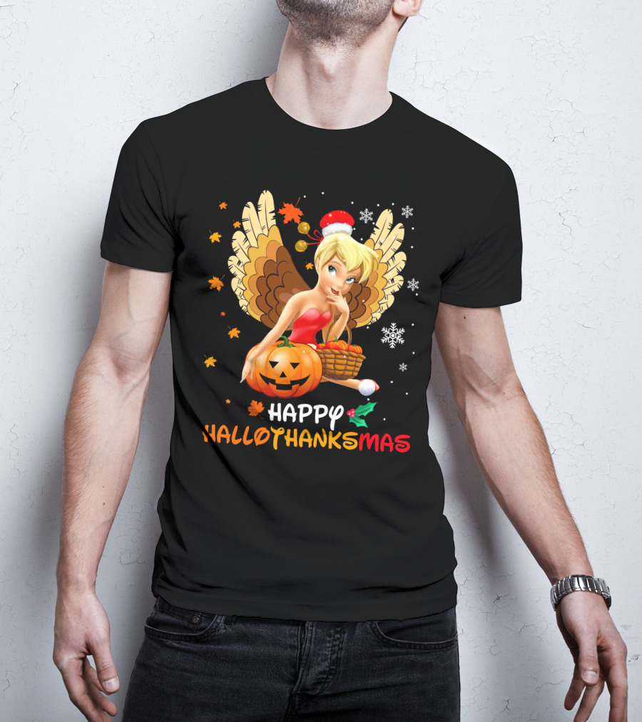 Hallowthanksmas Tinker Bell Halloween Thanksgiving Christmas T-Shirt