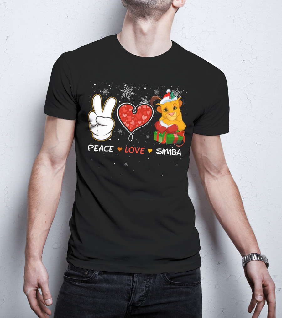 Peace Love Simba Christmas Gift Snowflakes T-Shirt