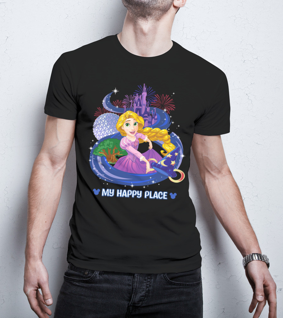 My Happy Place Rapunzel Disney Castle Fireworks T-Shirt