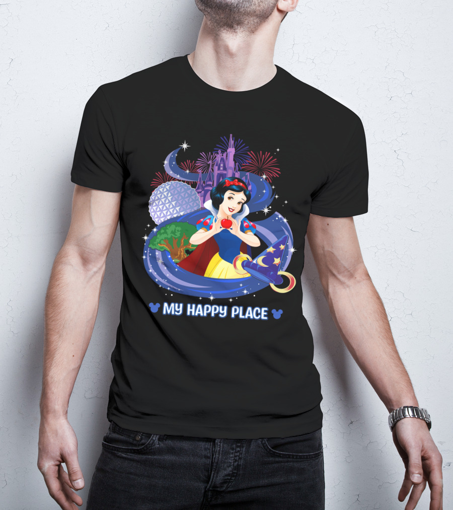 Snow White My Happy Place Disney Magic Kingdom Epcot Fireworks Sorcerer Hat T-Shirt