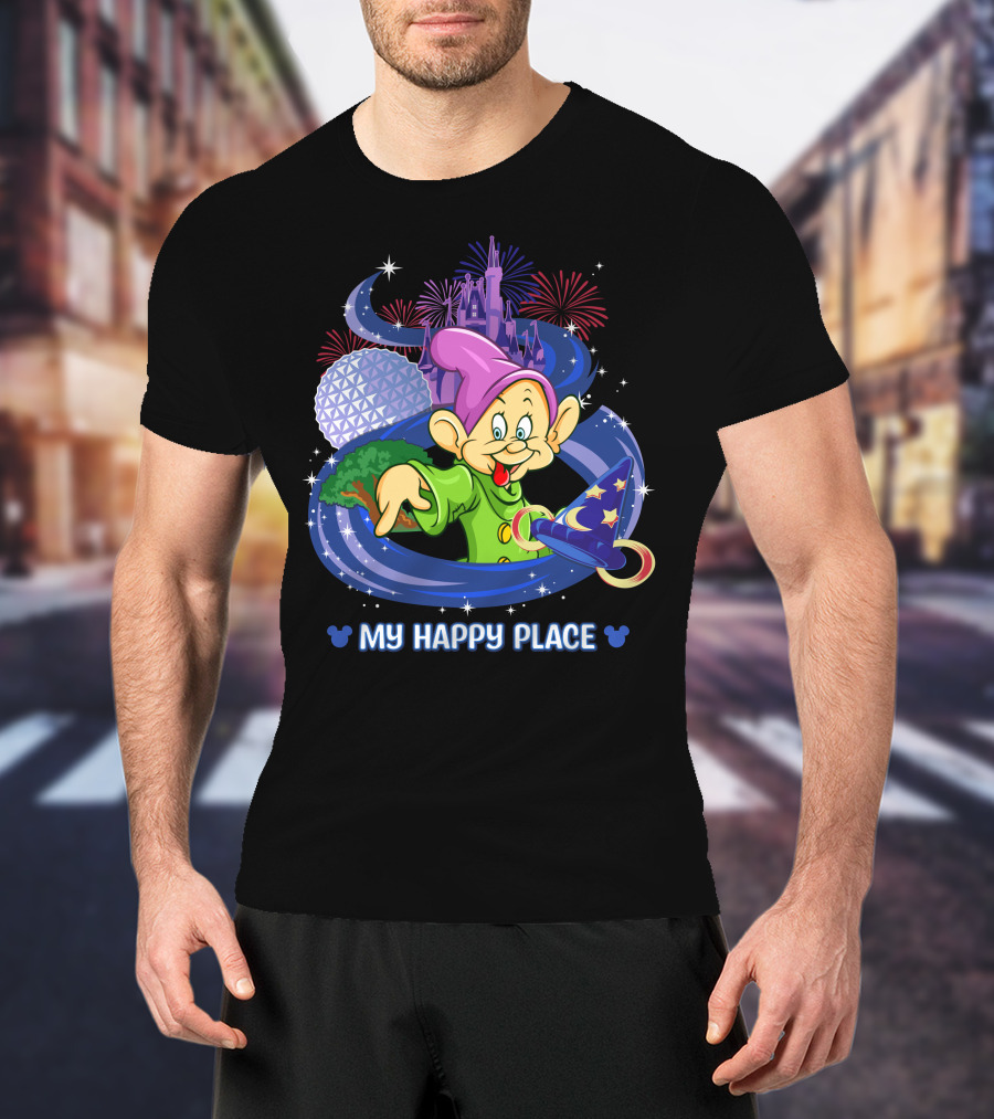 My Happy Place Dopey Castle Fireworks Magic Hat T-Shirt