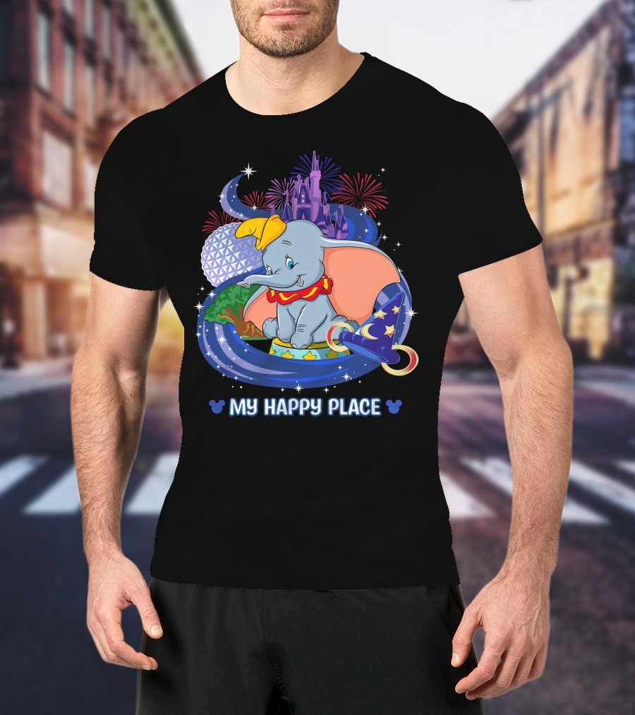 My Happy Place Dumbo Castle Magic Hat Icons T-Shirt