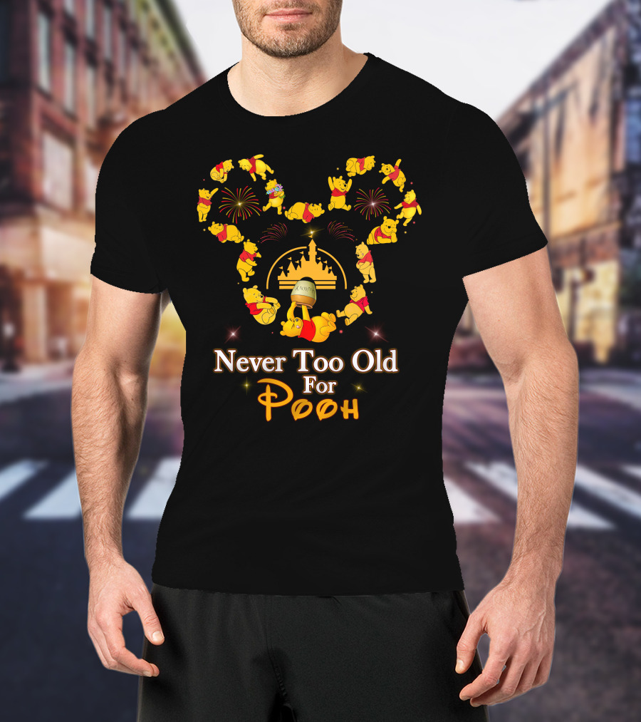 Never Too Old For Pooh Disney Castle Fireworks Celebration T-Shirt