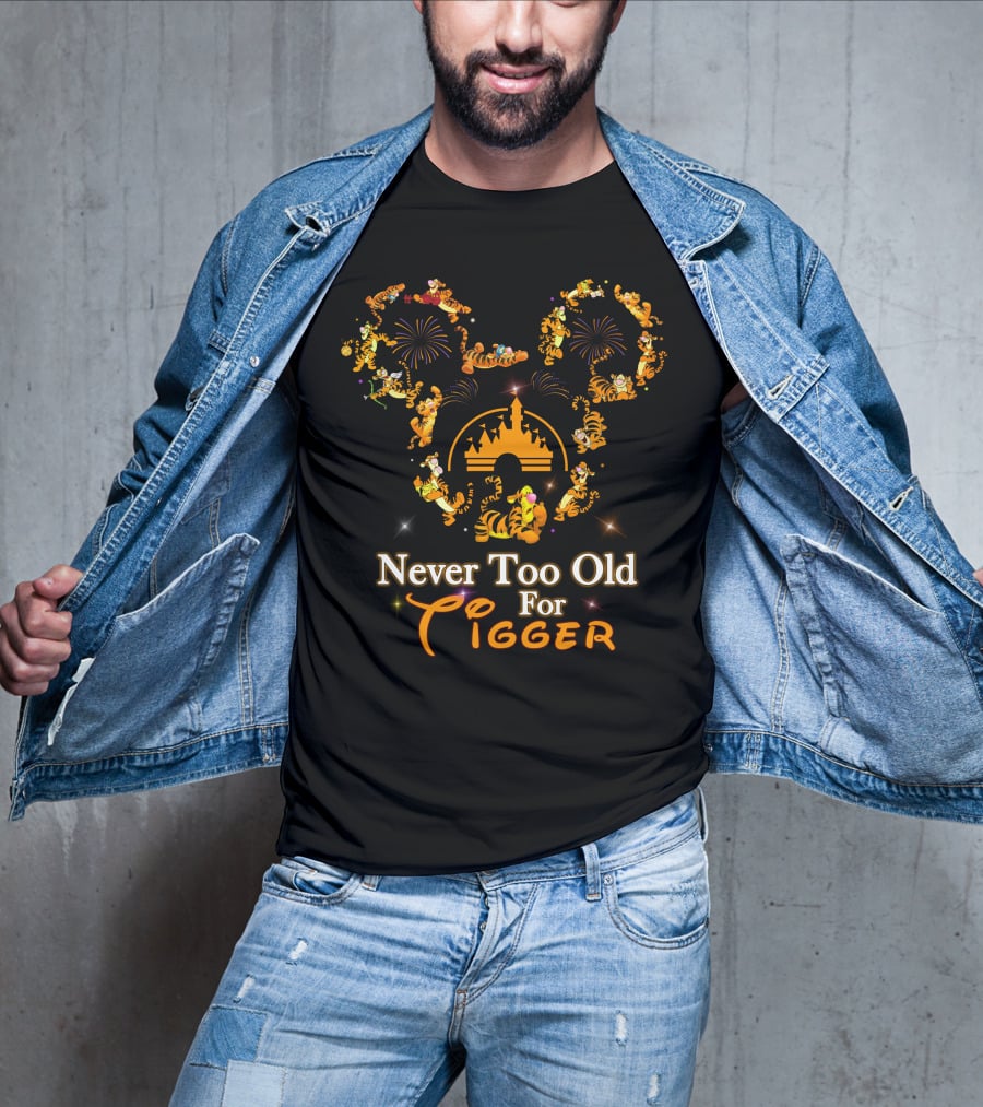Never Too Old For Tigger Disney Fireworks Castle Mickey Head T-Shirt