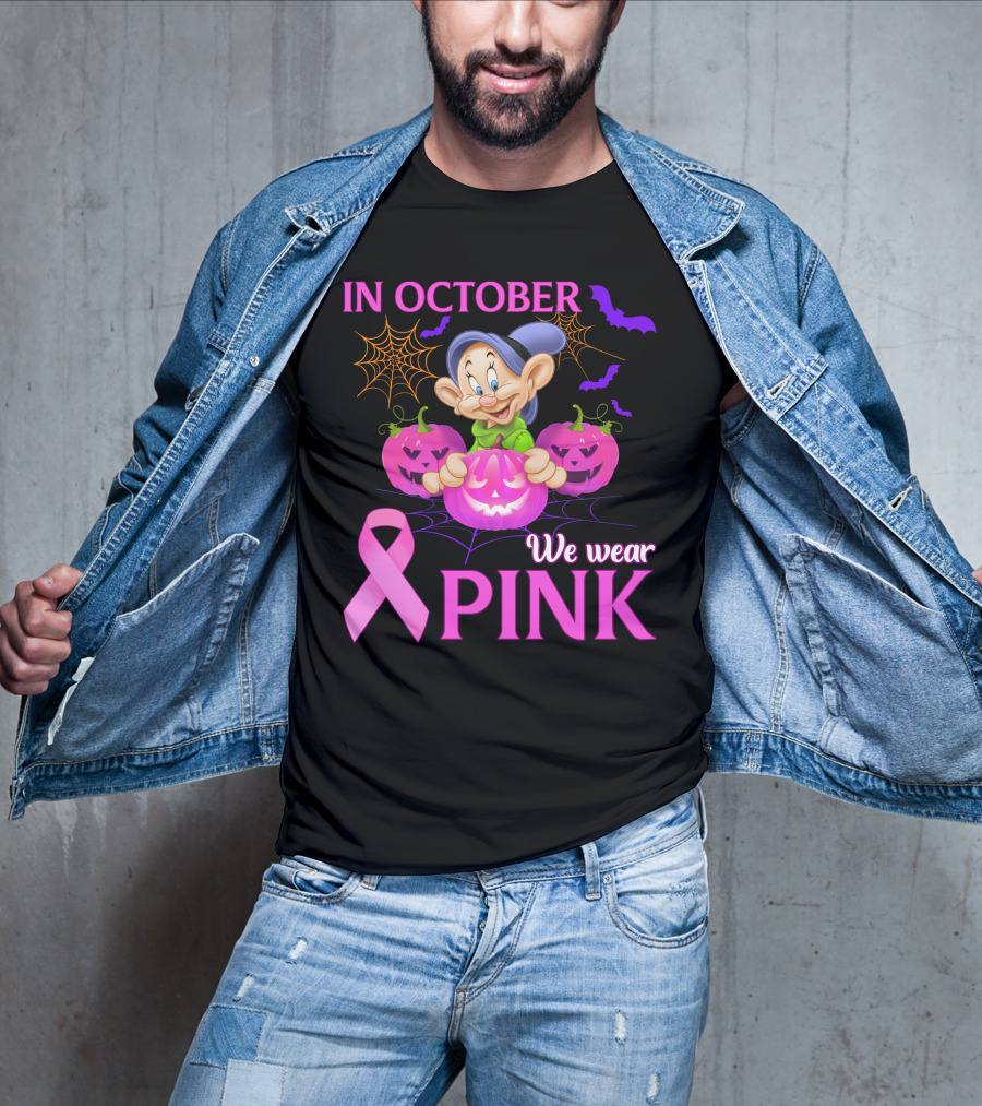 In October We Wear Pink Dopey Halloween Breast Cancer Awareness T-Shirt