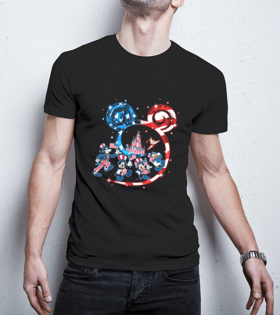 Mickey Mouse Patriotic Bling Donald Duck Goofy 4Th Of July Celebration T-Shirt
