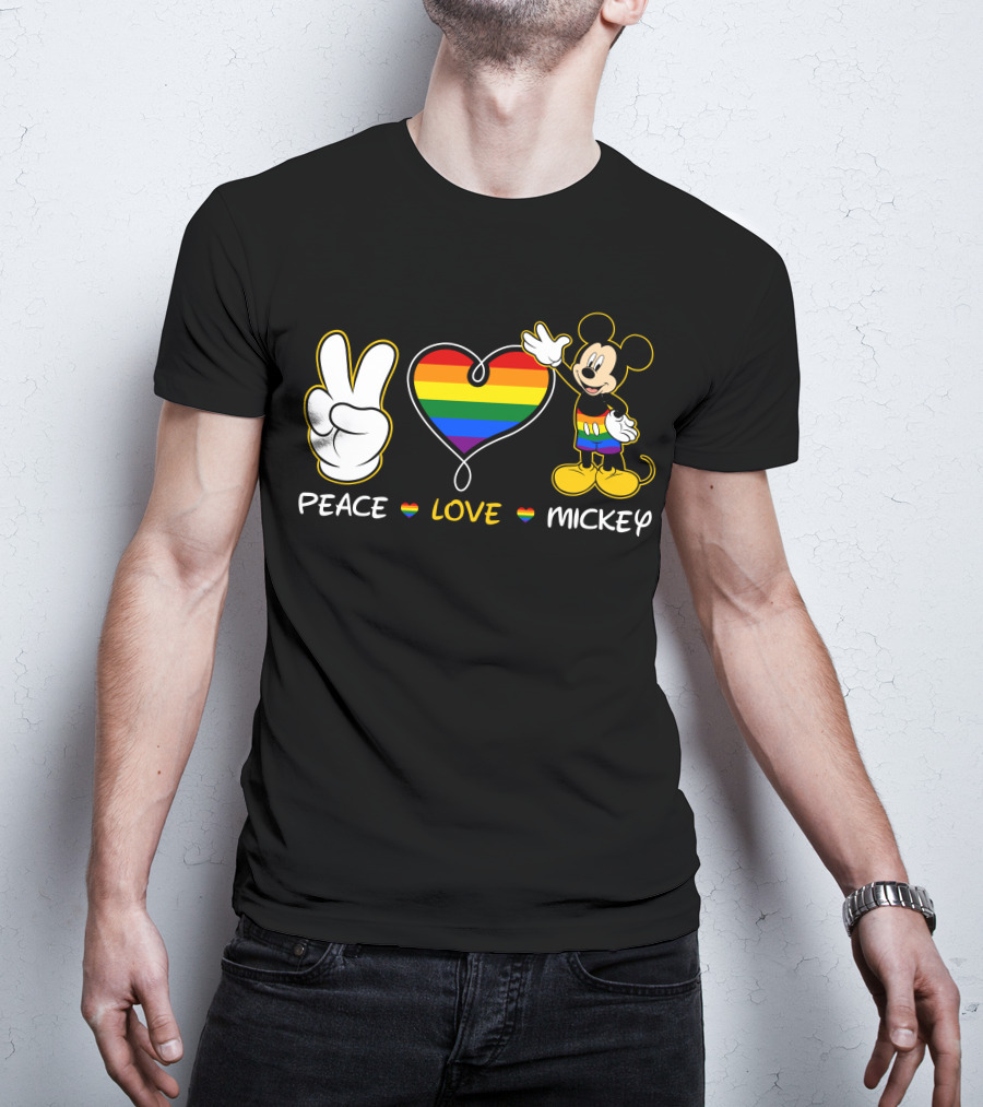 PEACE LOVE MICKEY Rainbow Pride T-Shirt