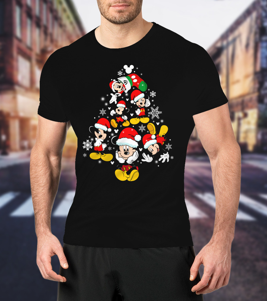 Mickey Mouse Santa Christmas Snowflake Holiday Celebration T-Shirt