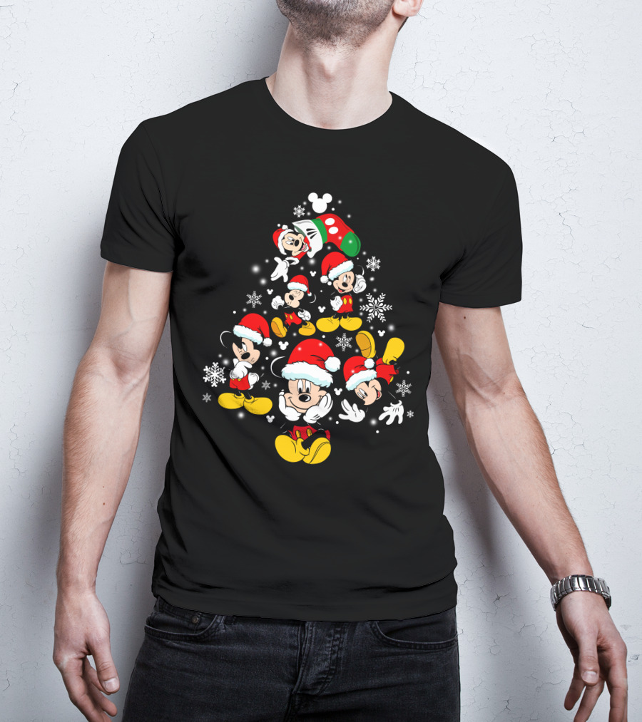 Mickey Mouse Santa Christmas Snowflake Holiday Celebration T-Shirt