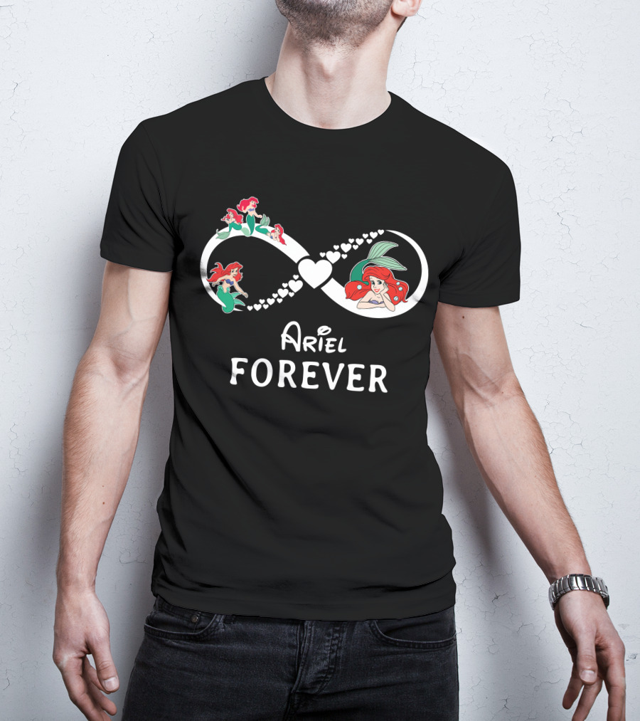 Ariel Forever Infinity Heart Design With Mermaid Characters T-Shirt