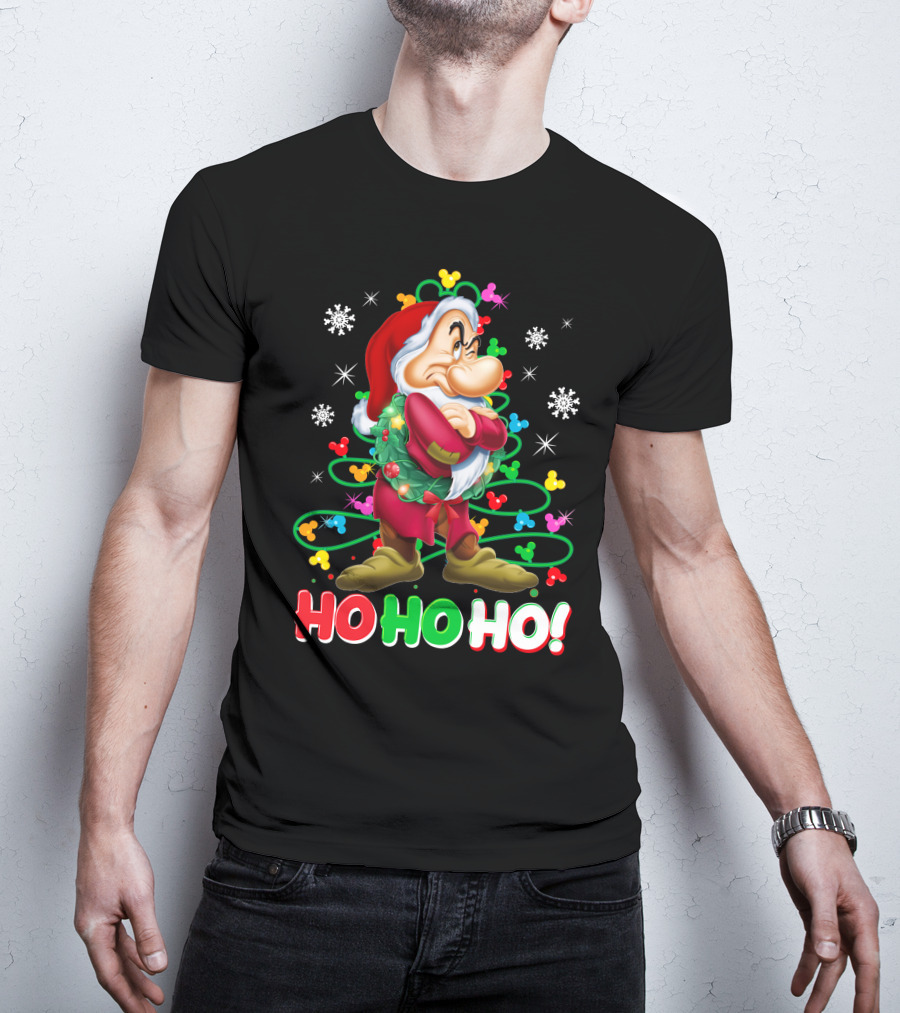 Grumpy Ho Ho Ho Christmas Mickey Snowflakes Disneyland T-Shirt