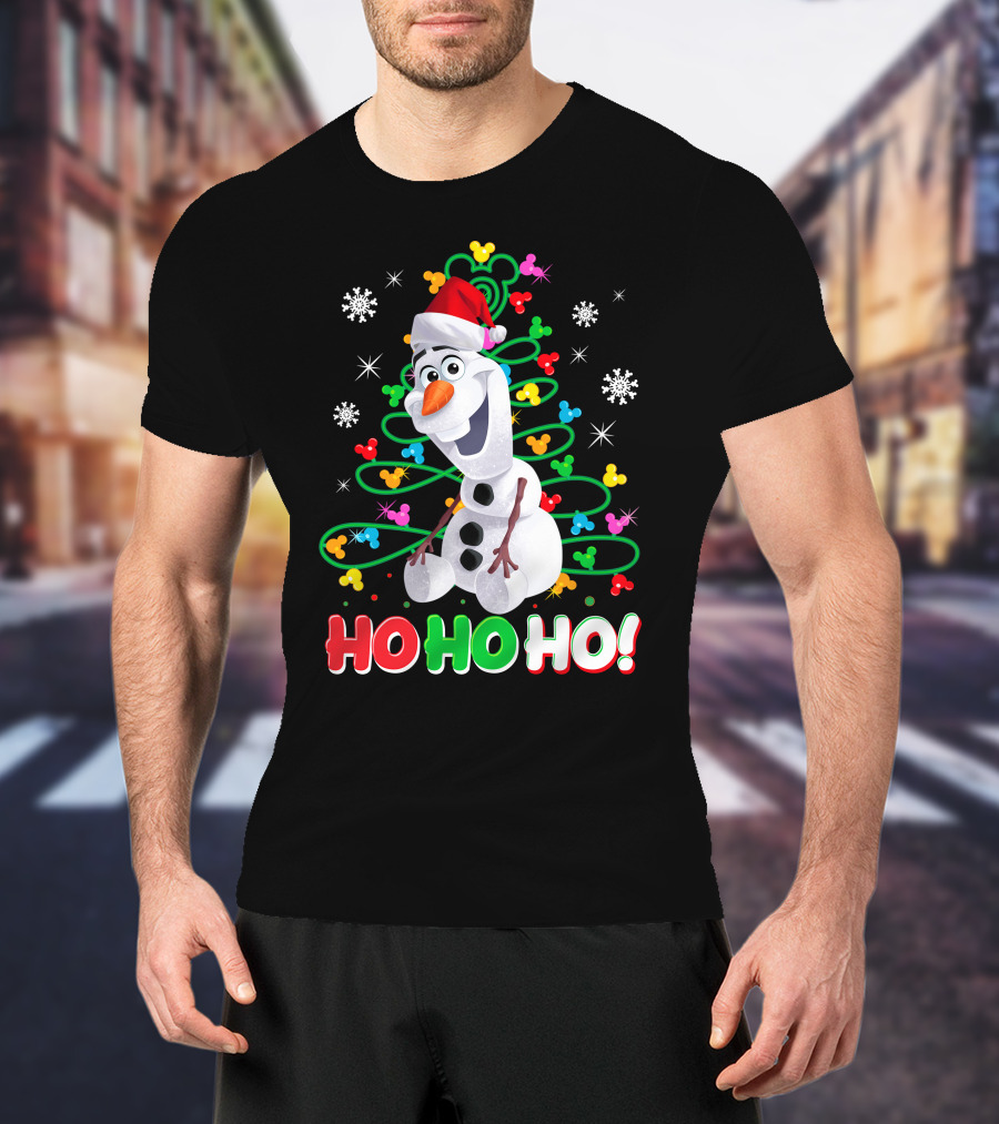 Olaf Christmas Santa Hat Snowflakes Ho Ho Ho Disney Frozen T-Shirt