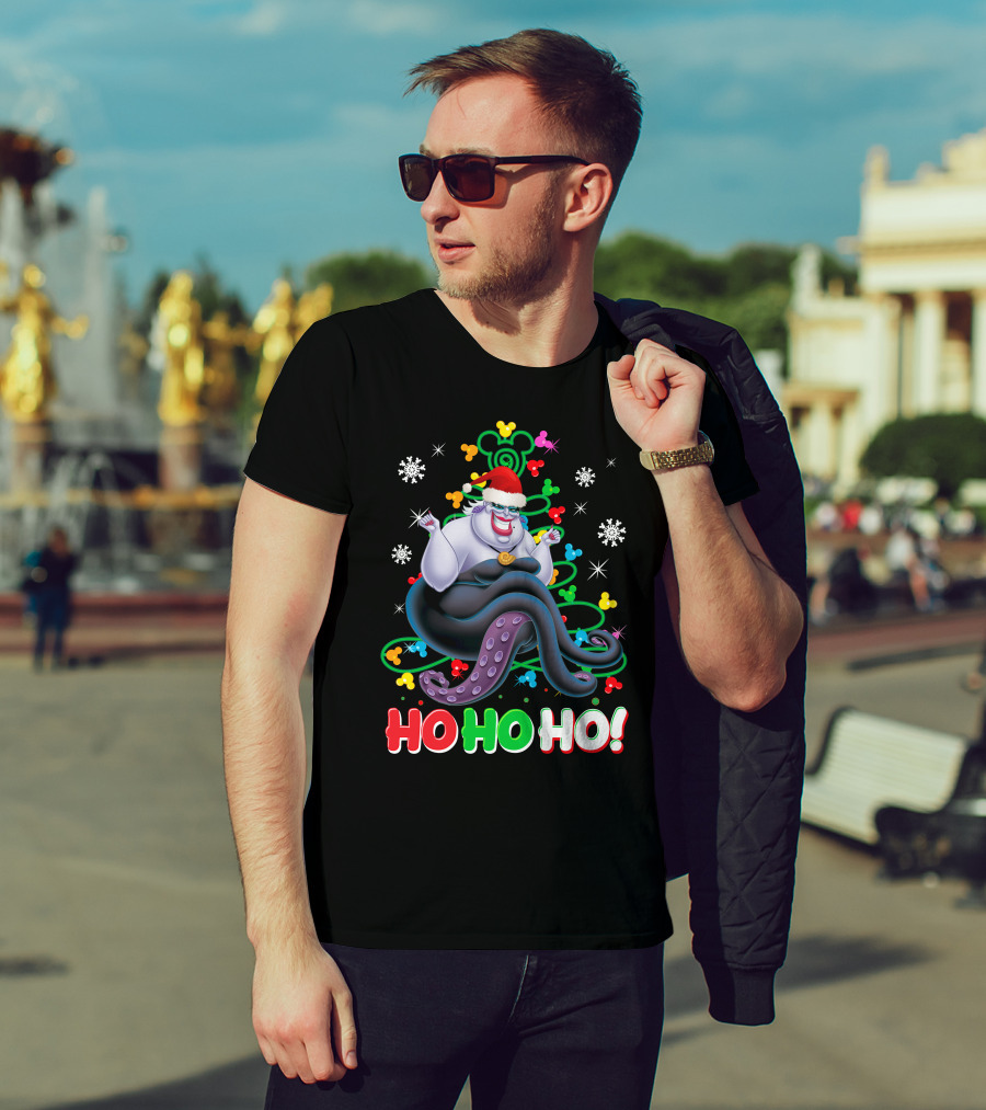 Ursula Christmas Ho Ho Ho Santa Hat Snowflakes T-Shirt