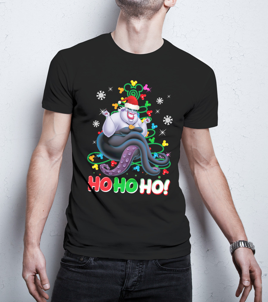 Ursula Christmas Ho Ho Ho Santa Hat Snowflakes T-Shirt