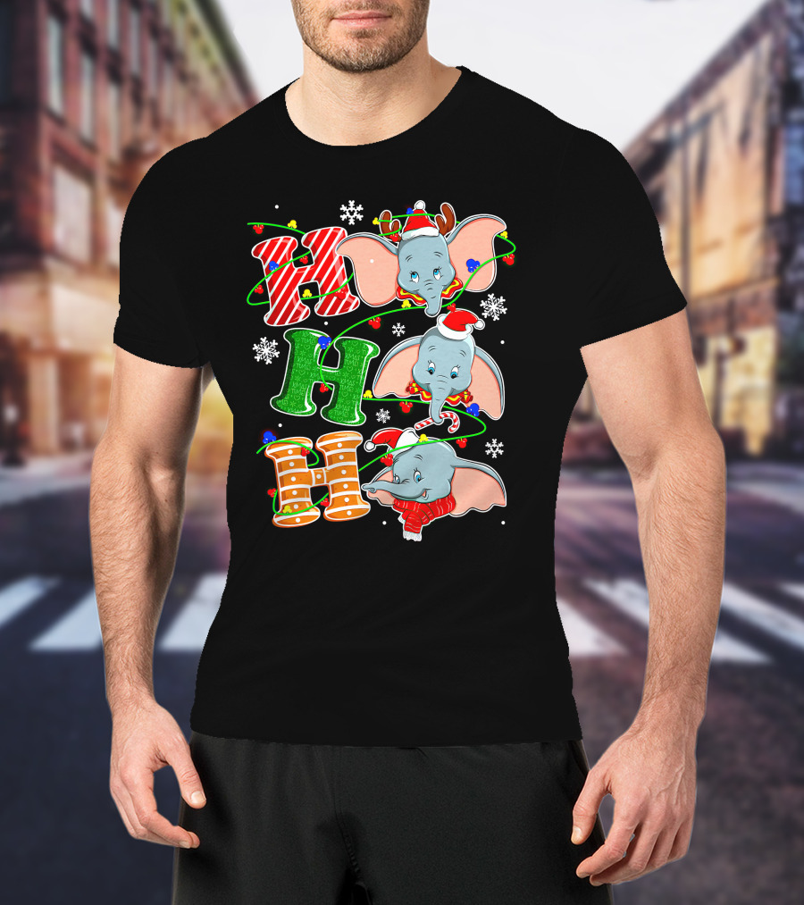 Dumbo Christmas Holiday Cheer With Ho Ho Ho And Festive Decorations T-Shirt