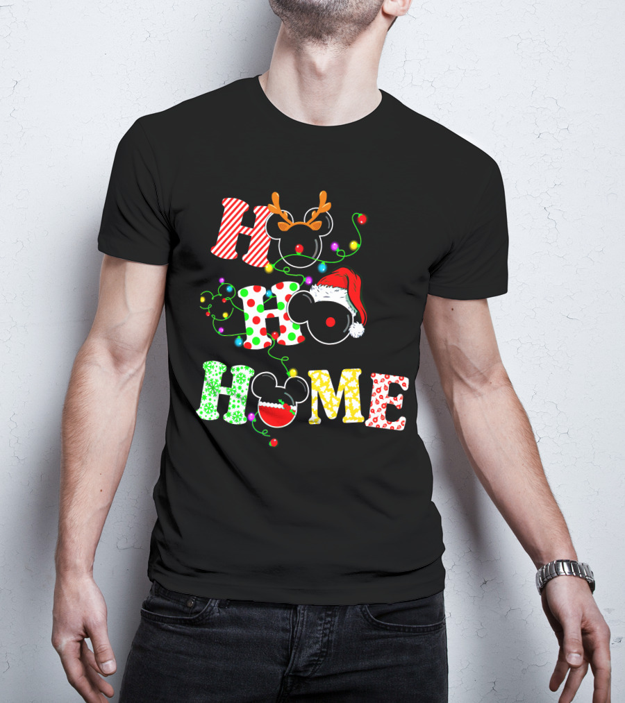 Ho Ho Ho Me Mickey Head Christmas Lights T-Shirt