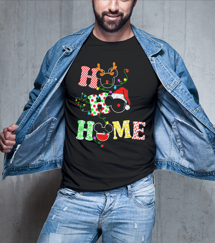 Ho Ho Ho Me Mickey Head Christmas Lights T-Shirt
