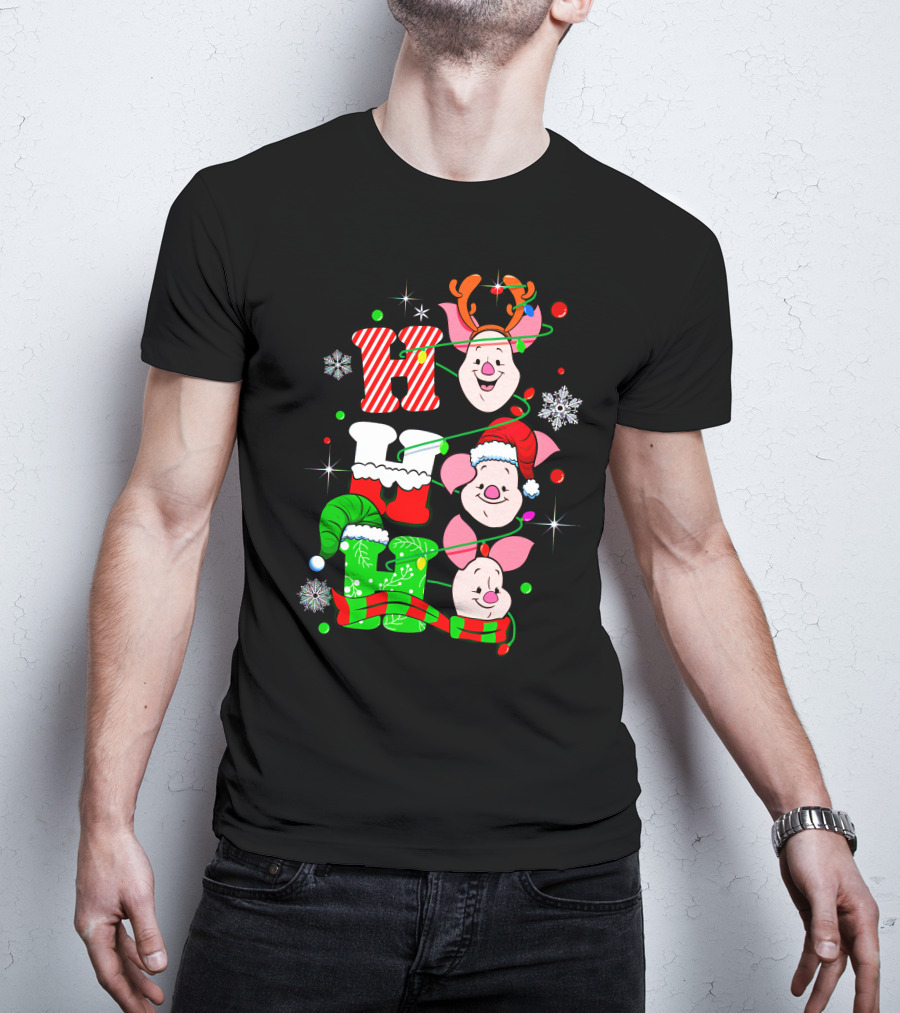 Holiday Piglet H O H Christmas Cheer T-Shirt