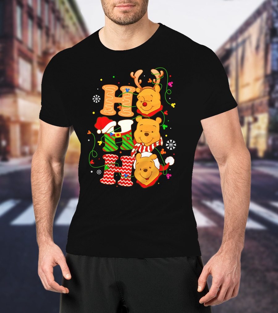 Ho Ho Ho Pooh Bear Christmas Holiday Cheer T-Shirt