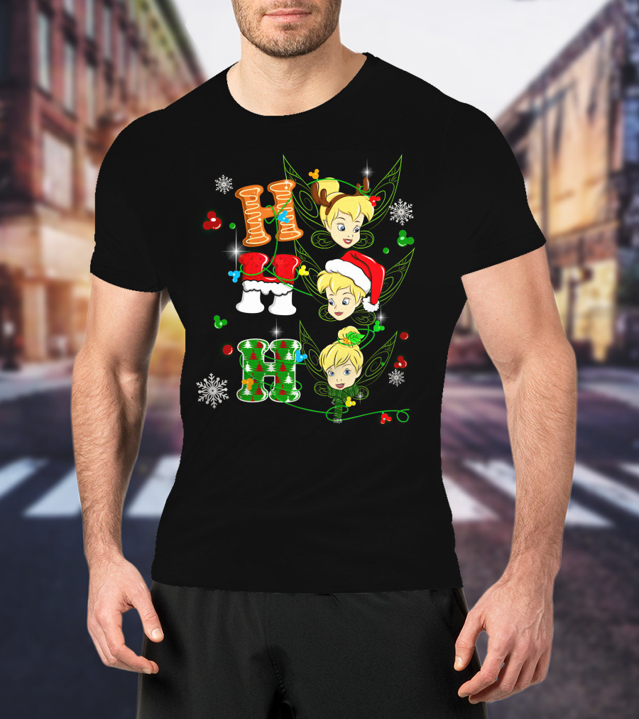 Tinker Bell Christmas Holiday Cheer With Gingerbread And Santa Hats T-Shirt