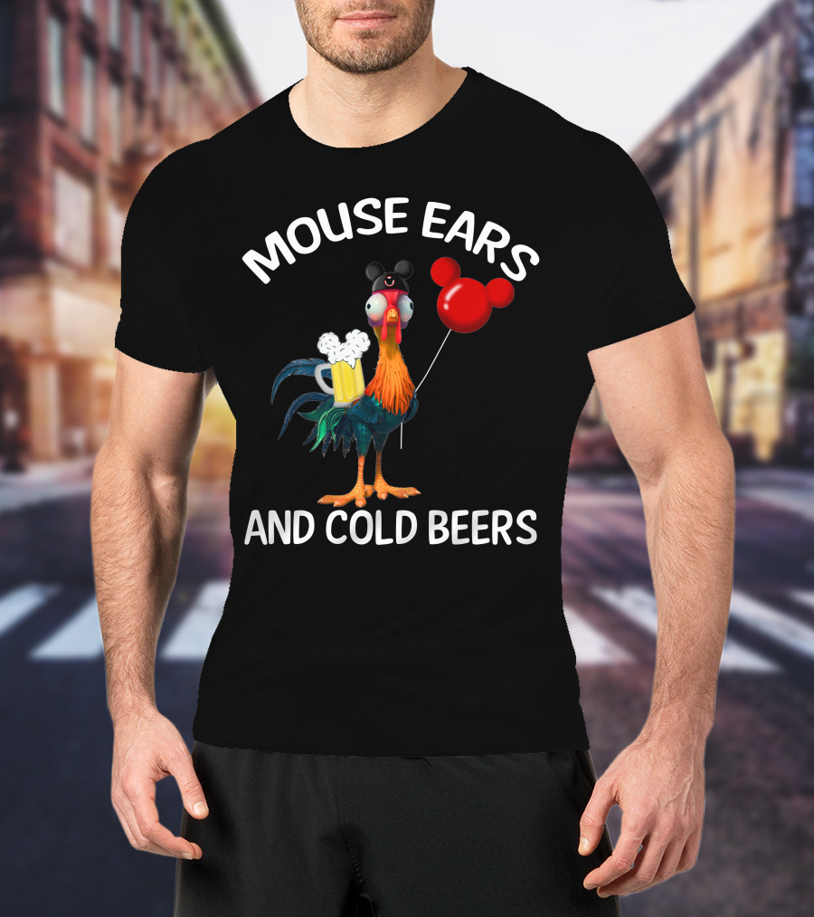 Mouse Ears And Cold Beers Heihei Balloon Beer Rooster T-Shirt