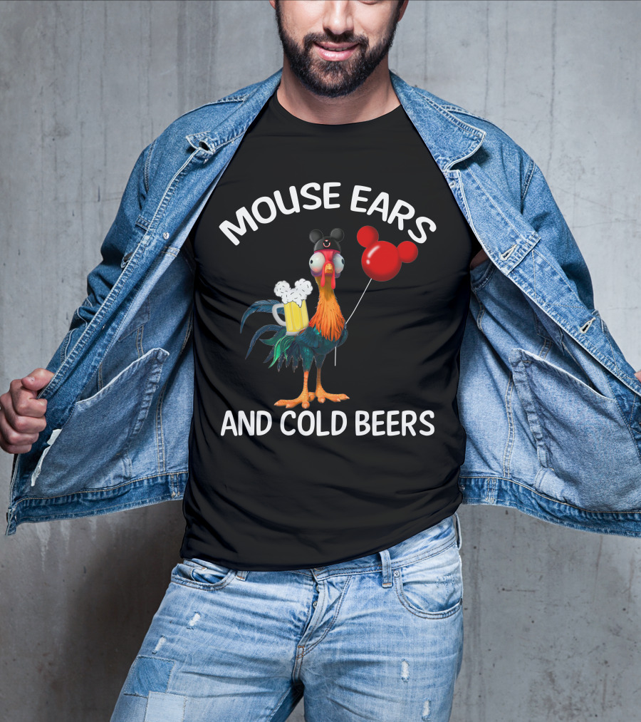 Mouse Ears And Cold Beers Heihei Balloon Beer Rooster T-Shirt