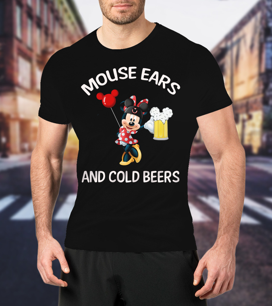 Minnie Mouse Ears And Cold Beers Balloon And Mug T-Shirt