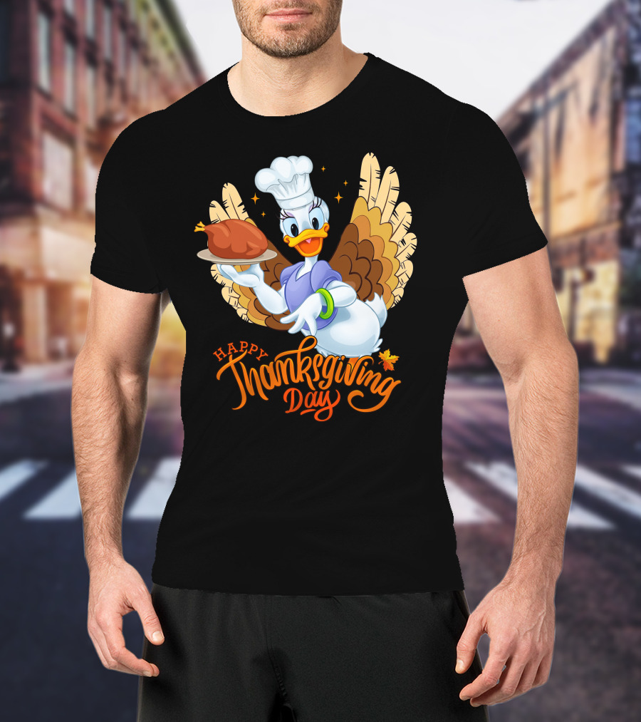 Happy Thanksgiving Day Daisy Duck Turkey Chef T-Shirt