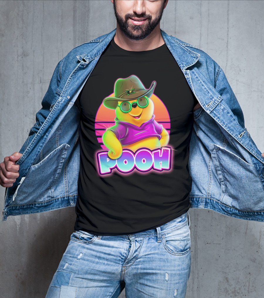Pooh Retro Cool Style With Hat And Sunglasses T-Shirt