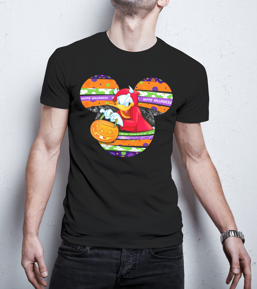 Happy Halloween Trick Or Treat Donald Duck Mickey T-Shirt