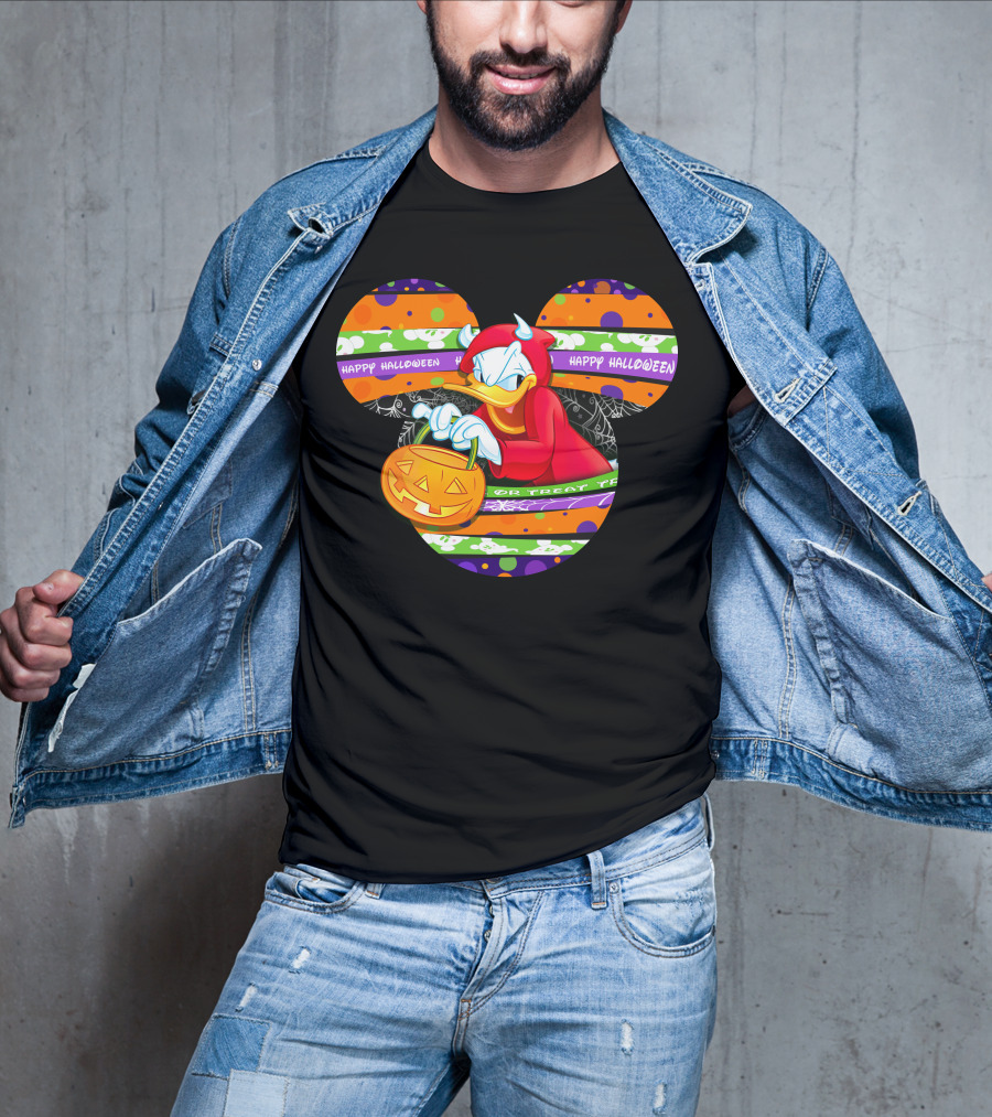 Happy Halloween Trick Or Treat Donald Duck Mickey T-Shirt