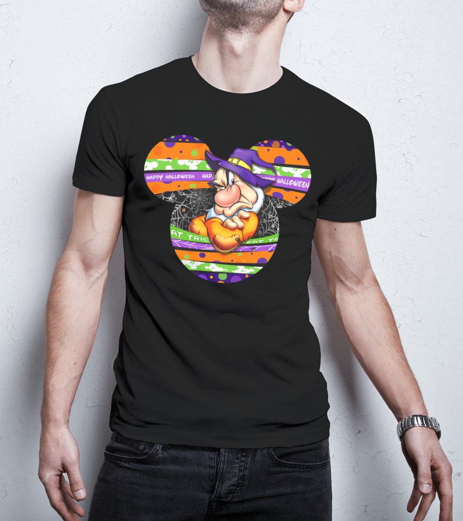 Grumpy Mickey Mouse Ears Happy Halloween Trick Or Treat T-Shirt