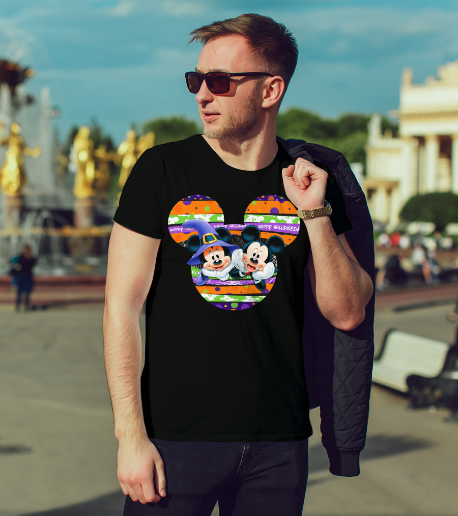 Mickey And Minnie Happy Halloween Halloween Pumpkin T-Shirt