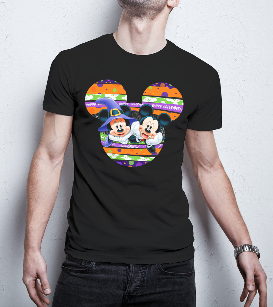 Mickey And Minnie Happy Halloween Halloween Pumpkin T-Shirt