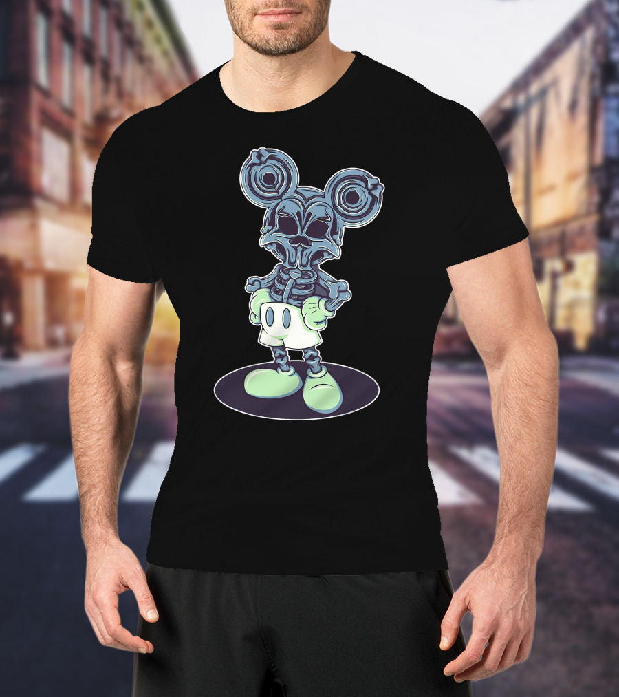 Halloween Creepy Skeleton Mouse Character T-Shirt