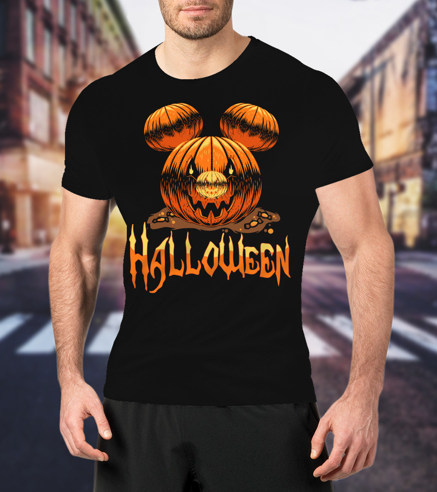 Halloween Pumpkin Mickey Ears T-Shirt