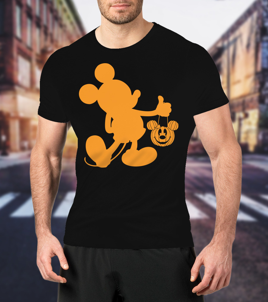 Mickey Mouse Halloween Pumpkin Silhouette T-Shirt