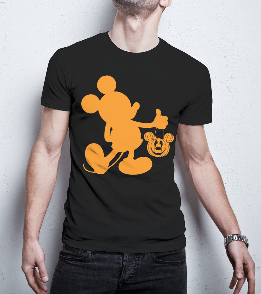 Mickey Mouse Halloween Pumpkin Silhouette T-Shirt