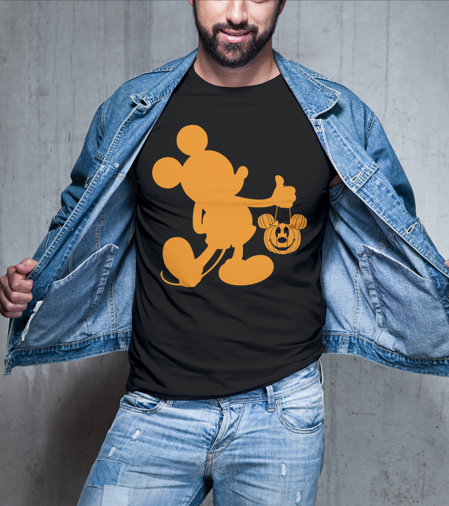 Mickey Mouse Halloween Pumpkin Silhouette T-Shirt