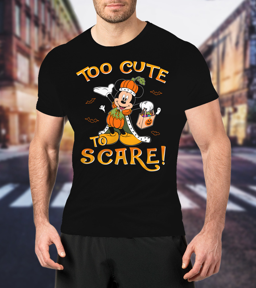 Too Cute To Scare Halloween 86 Mickey Pumpkin Costume Trick-Or-Treat T-Shirt