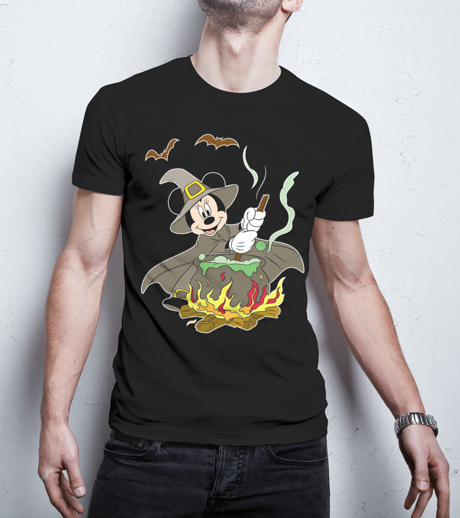 Halloween 92 Minnie Mouse Witch Cauldron And Bats T-Shirt