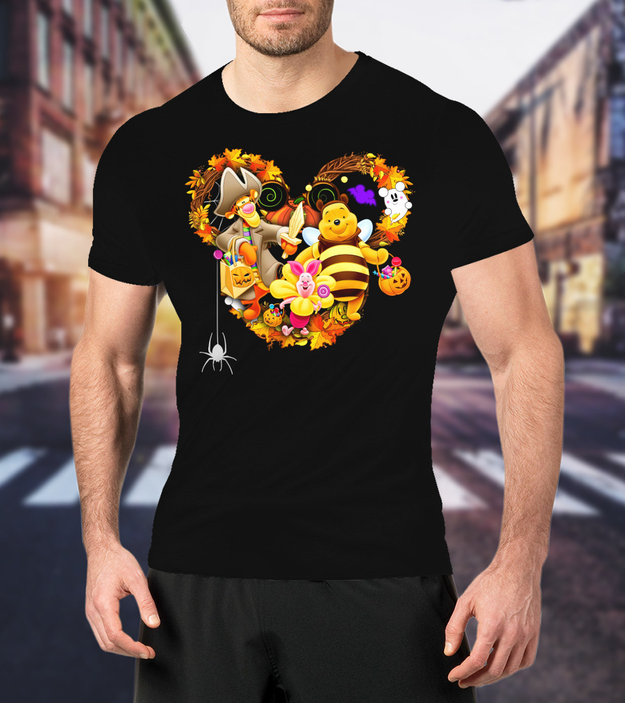 Winnie The Pooh Halloween Heart With Tigger And Piglet T-Shirt