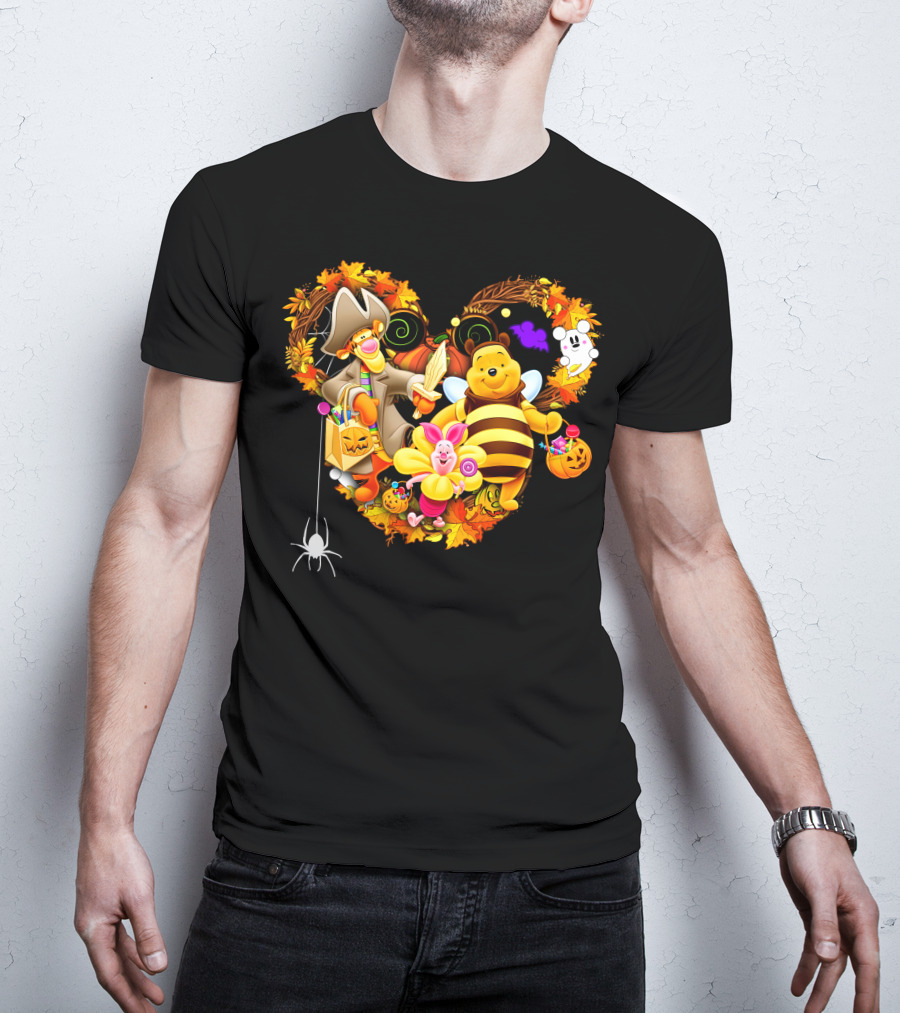 Winnie The Pooh Halloween Heart With Tigger And Piglet T-Shirt