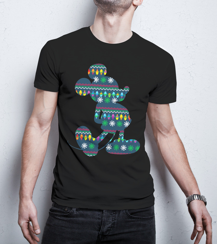 Merry Christmas 88 Disney Holiday Lights Mickey Mouse Snowflakes T-Shirt