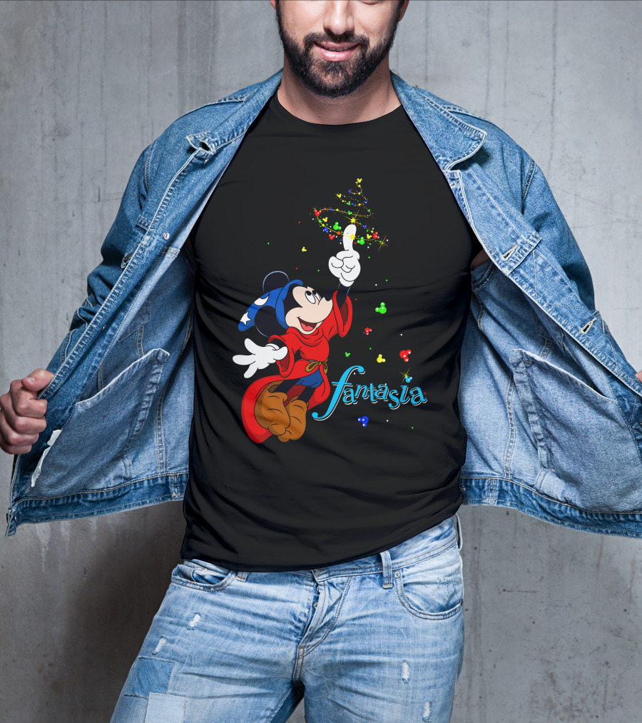 Fantasia Merry Christmas 110 Disney Mickey Mouse Sorcerer Iconic Classic T-Shirt