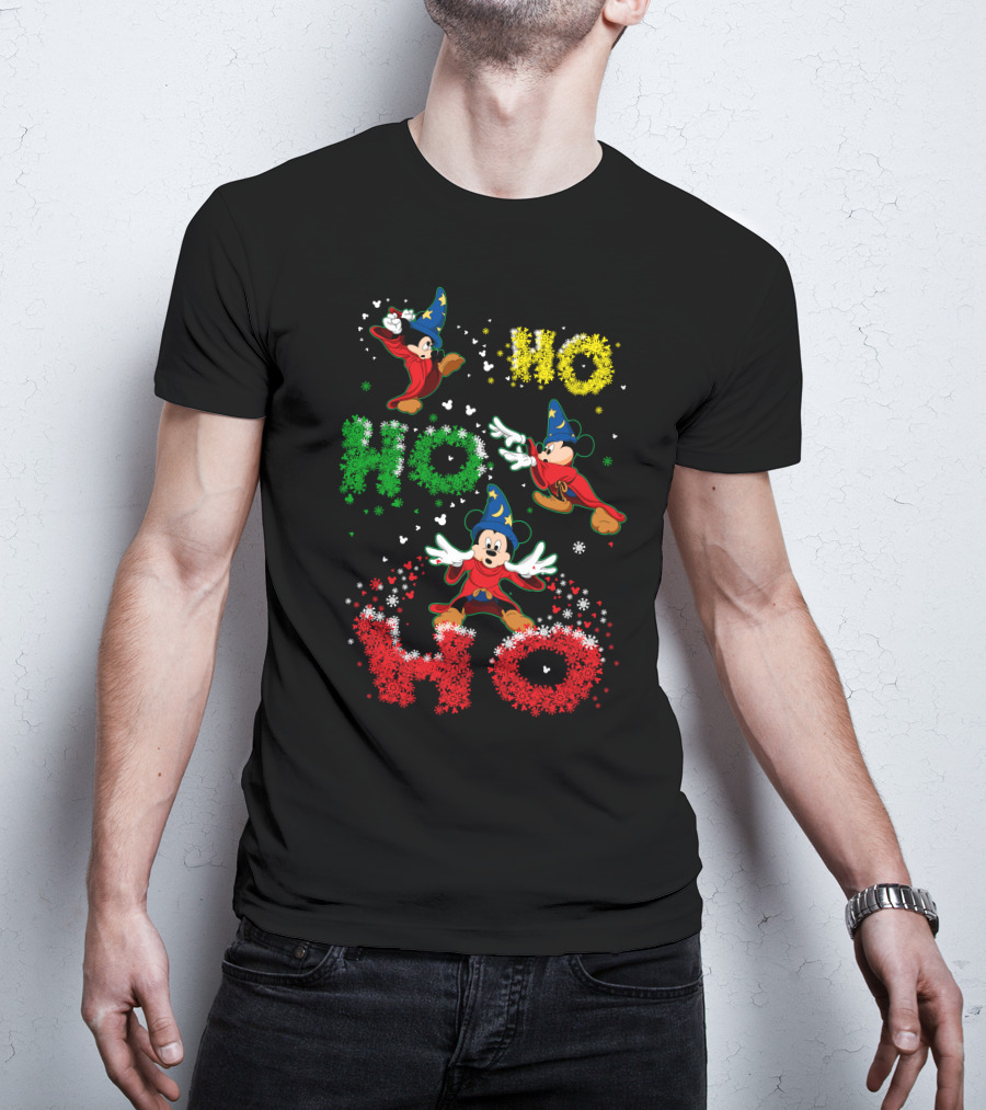 Merry Christmas 57 Mickey Mouse Fantasia Sorcerer's Apprentice Ho Ho Ho T-Shirt