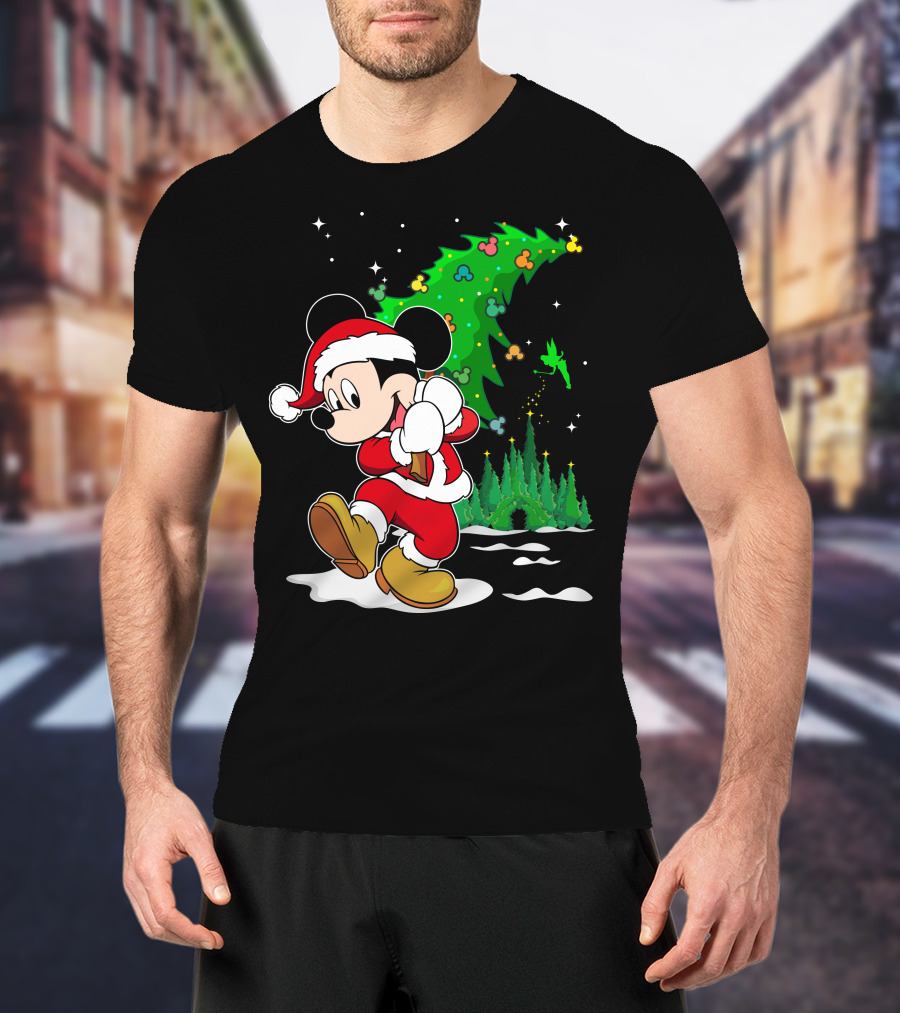 Merry Christmas Mickey Mouse Santa Magic Disney Tree T-Shirt